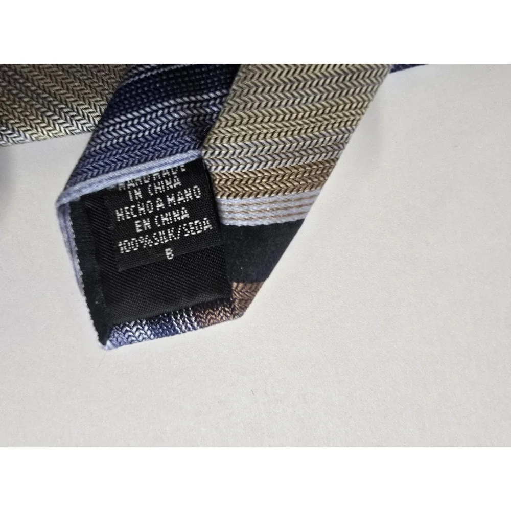 Geoffrey Beene Designer Necktie Mens Multi Diagonal Stripes Silk Formal Business